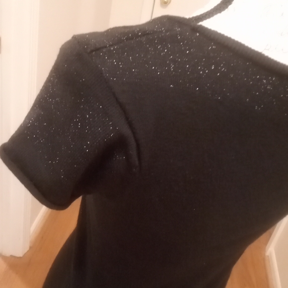 BLACK BODYCON SPARKLING STRIPES MINI DRESS - Picture 3 of 9